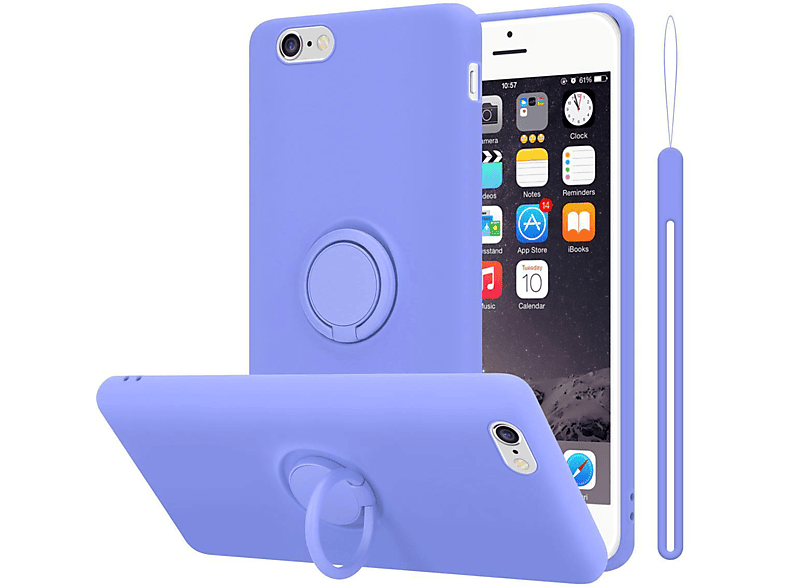 CADORABO Hülle im Backcover, HELL 6 LIQUID / Liquid Case Silicone Apple, PLUS 6S Style, LILA iPhone Ring PLUS