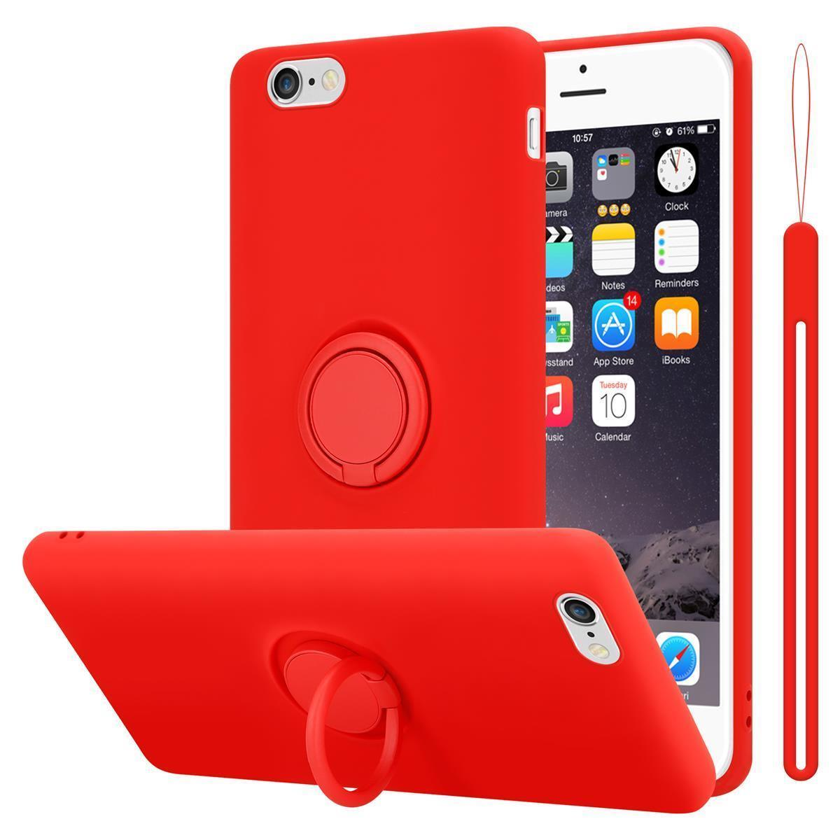CADORABO Hülle PLUS, 6S Silicone Case ROT Ring LIQUID 6 iPhone Backcover, im PLUS Apple, Style, Liquid 