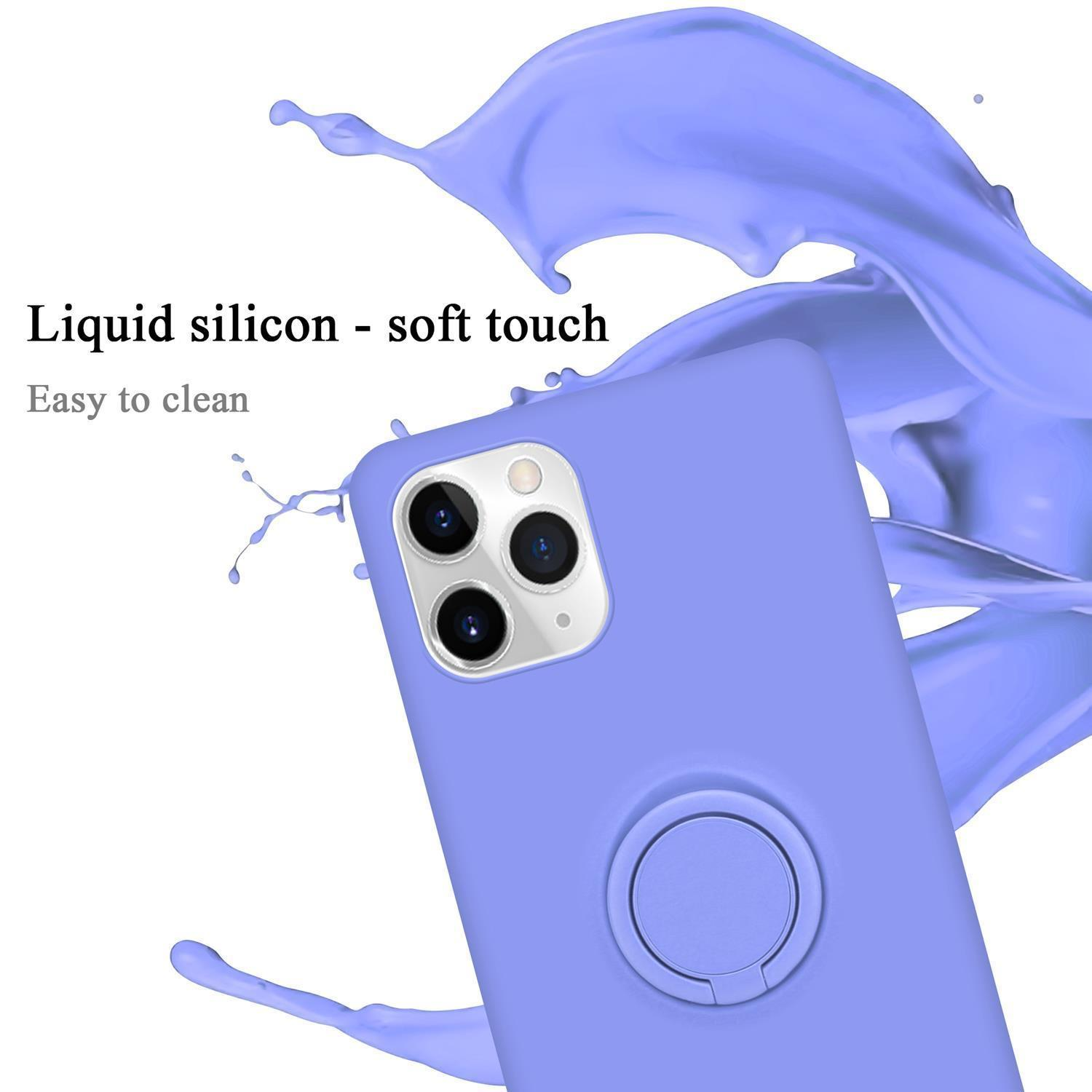 Lila Handyhülle mit Ringhalter und Flüssigkeitsspritzern. Text: Flüssigsilikon - Soft-Touch.
