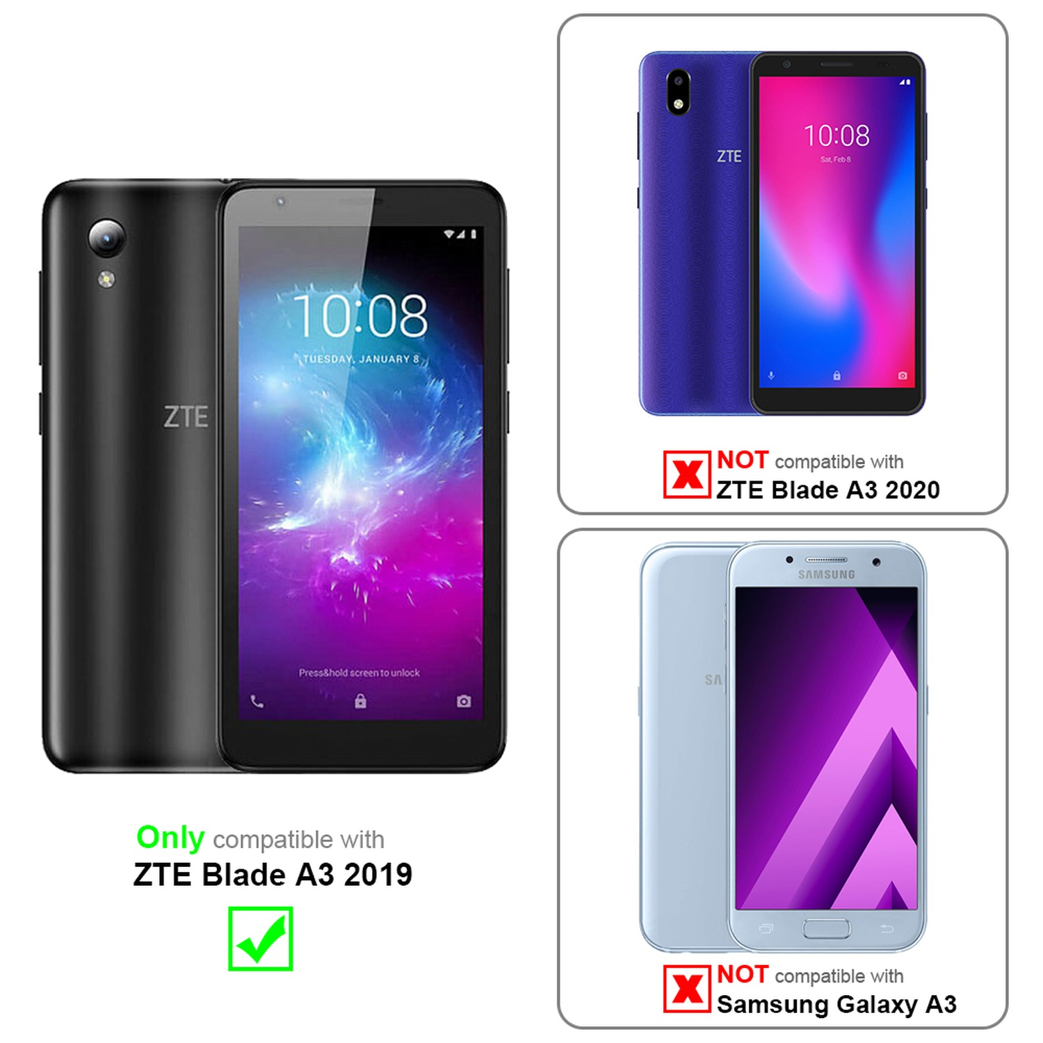 2019) CADORABO A3 Tempered Schutzglas Blade ZTE Glas Schutzfolie(für