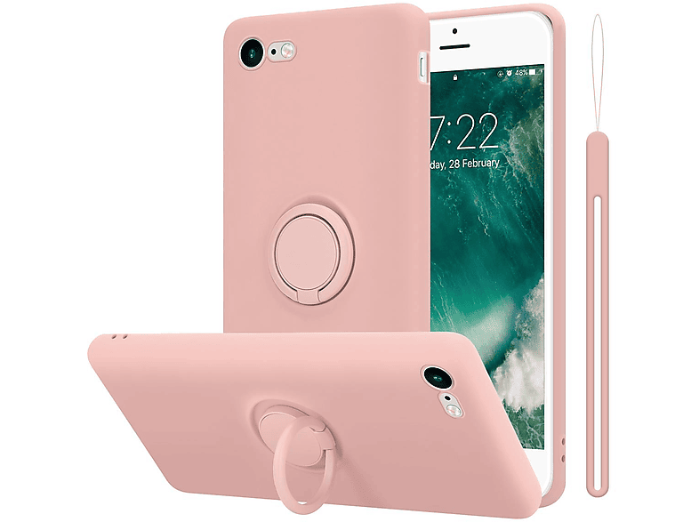 7 Case / / Hülle Apple, Ring Style, Silicone iPhone SE Liquid LIQUID PINK Backcover, / 8 im 7S 2020, CADORABO