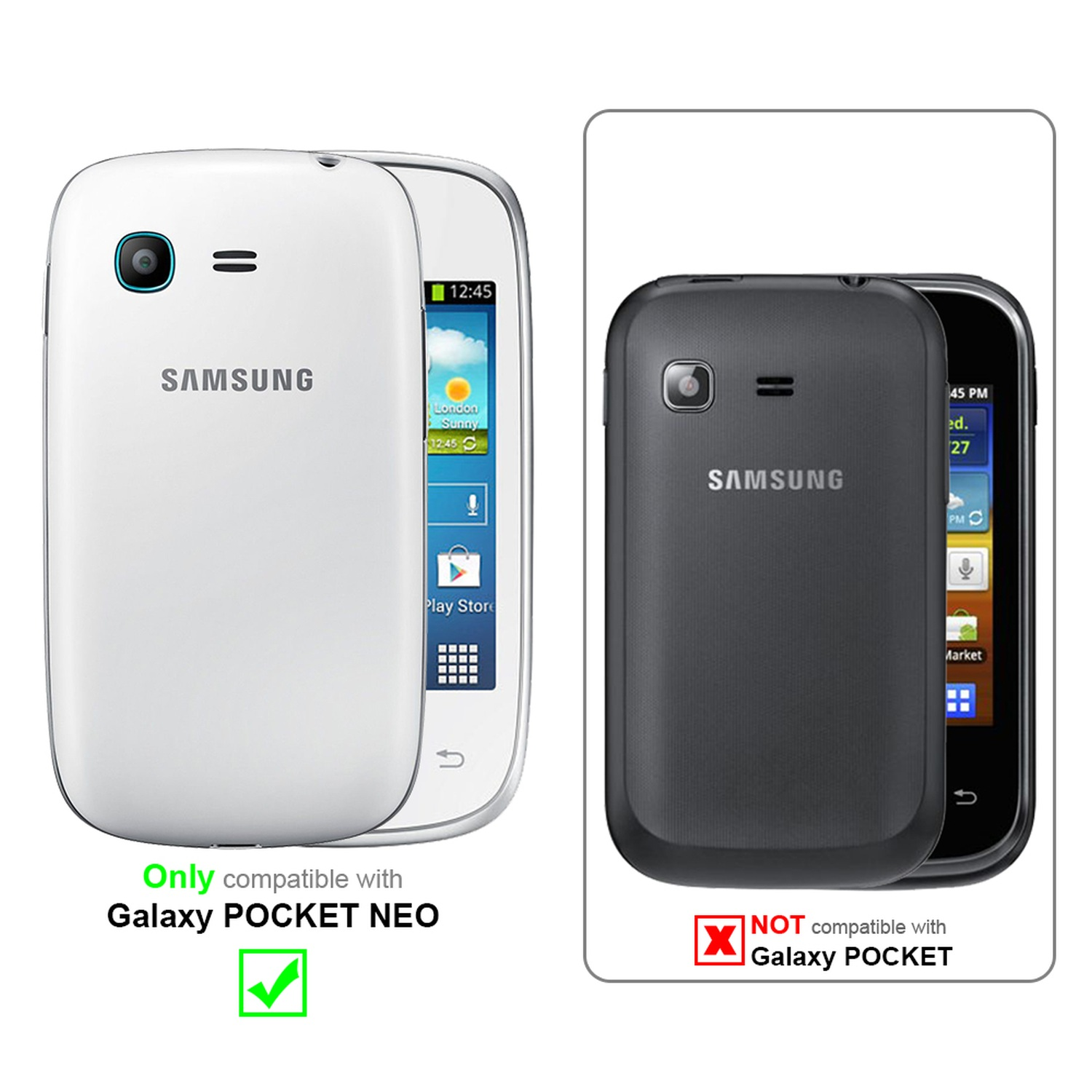 Dos teléfonos. Uno Samsung, uno blanco y uno negro.