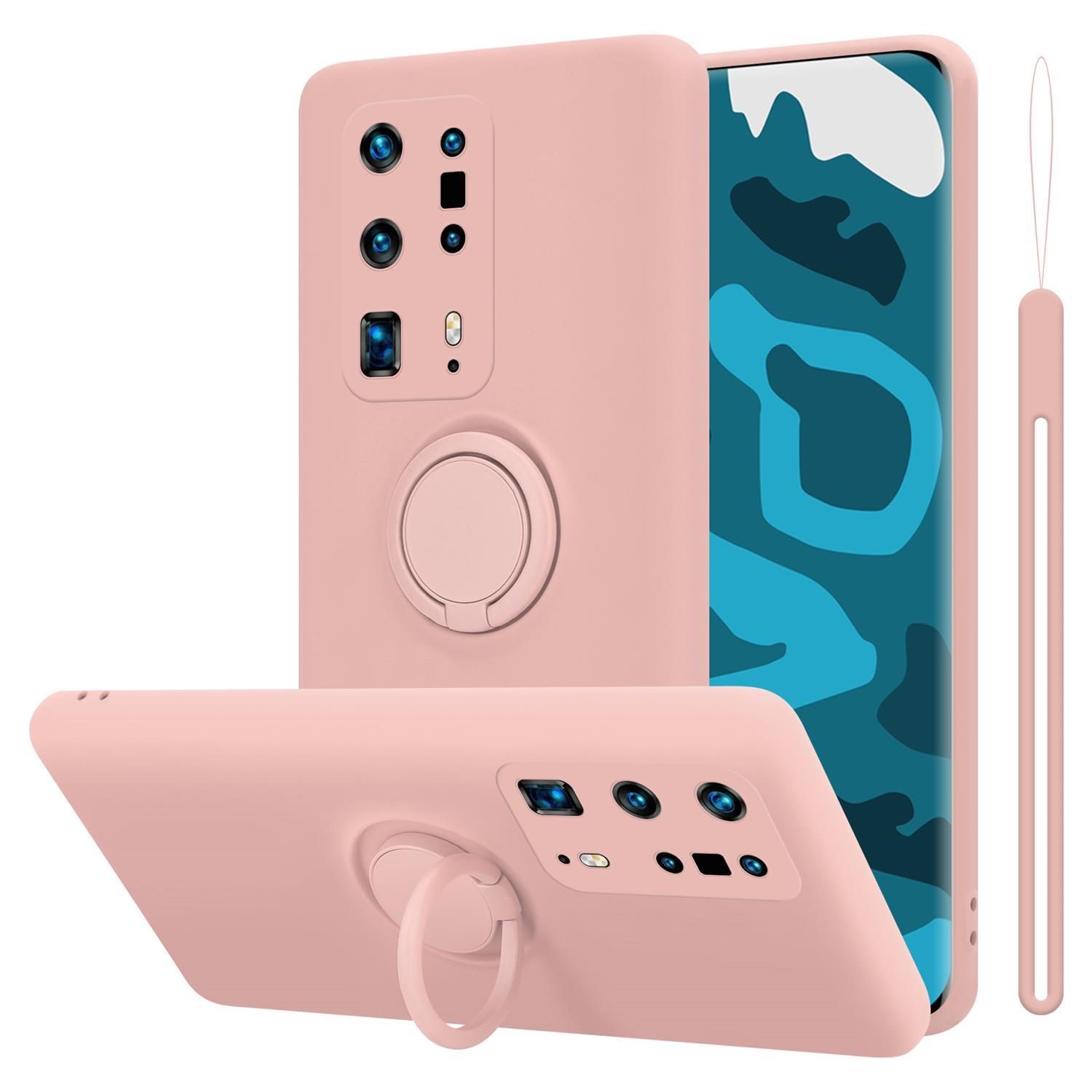 PRO+, im Backcover, Liquid Huawei, PINK / CADORABO LIQUID Silicone Style, Ring P40 Case PRO Hülle P40