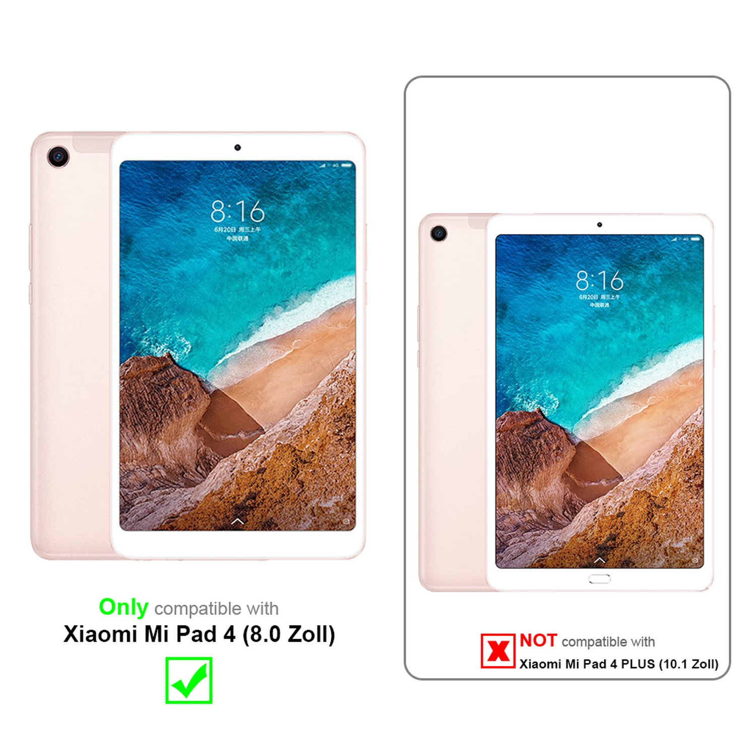 CADORABO Tablet Tablethülle Xiaomi Grad Kunstleder, Hülle für 360 Schutz PINK Backcover
