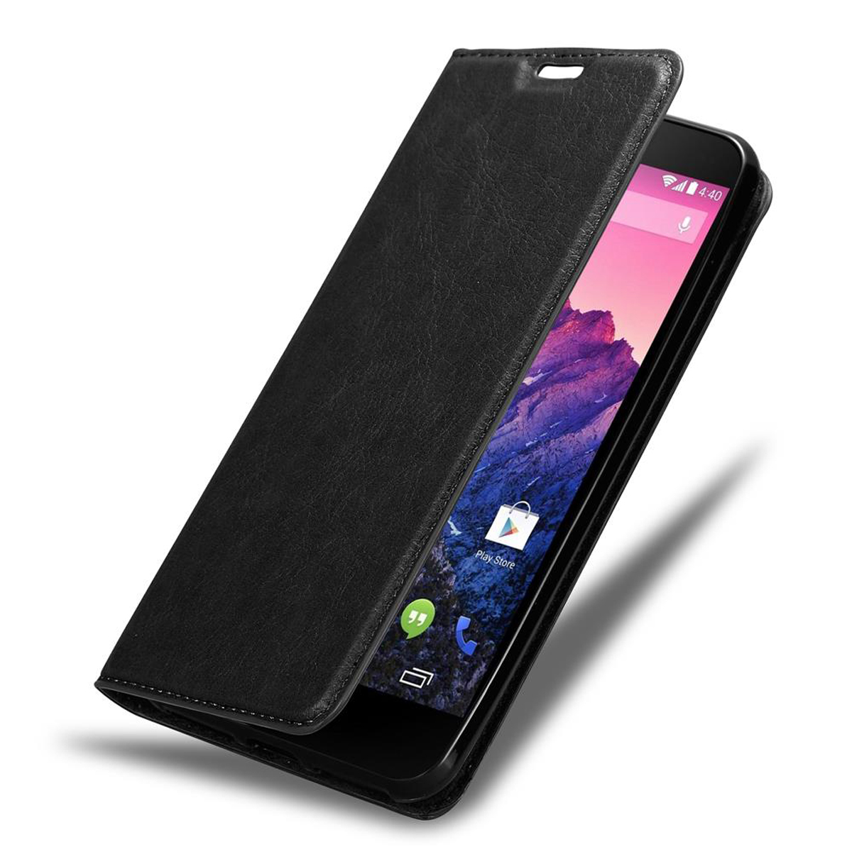 CADORABO Custodia con chiusura magnetica, funzione stand e tasca per le carte CUSTODIA A LIBRO per LG Google NEXUS 5, Nero