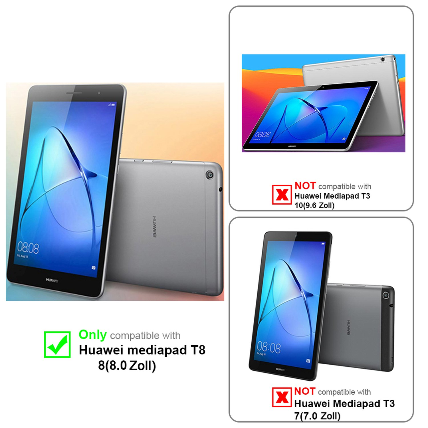 CADORABO Schutzglas MediaPad T3 Tablet Huawei 8 Schutzfolie(für Zoll)) (8.0
