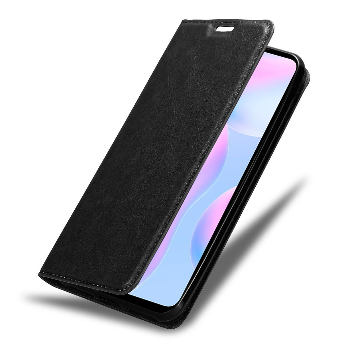 Schwarze Handyhülle geöffnet, zeigt den Telefonbildschirm. Weißer Hintergrund.