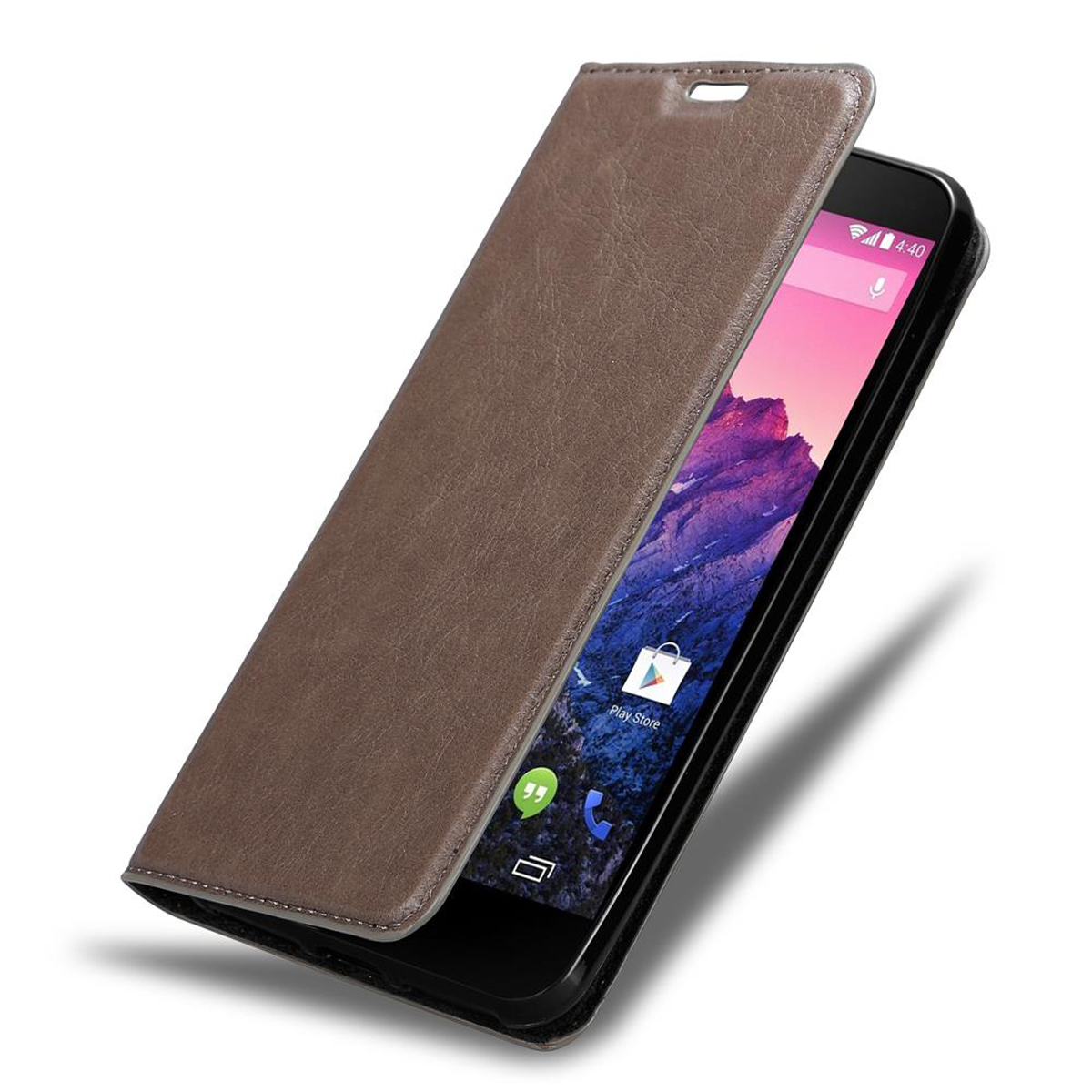 CADORABO Custodia con chiusura magnetica, funzione stand e tasca per le carte CUSTODIA A LIBRO per LG Google NEXUS 5, Marrone