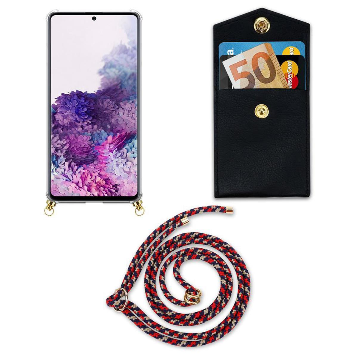 GELB Handy A71 mit Galaxy ROT 4G, Kette Kordel BLAU Backcover, Band abnehmbarer Hülle, CADORABO Ringen, Samsung, Gold und