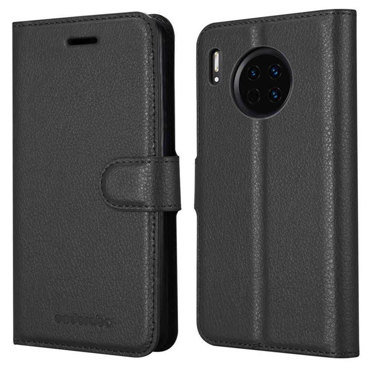Eine schwarze Handyhülle, offen, zeigt ein Telefon. Die Hülle hat ein 'codorobo'-Logo.