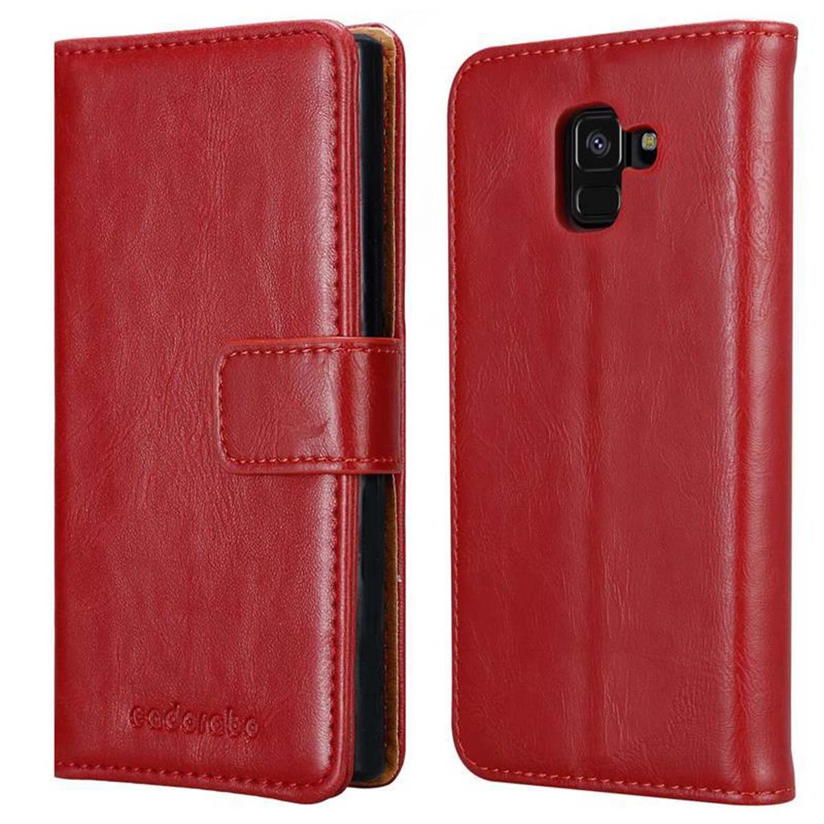 2018, Galaxy Hülle ROT A8 CADORABO Samsung, Luxury Style, WEIN Bookcover, Book