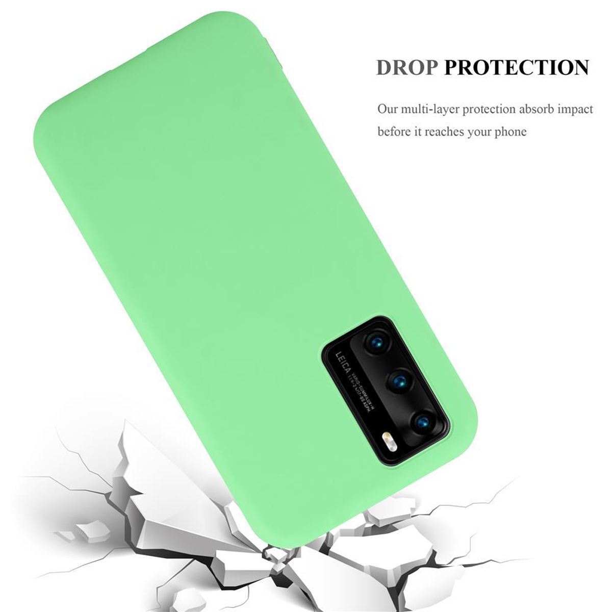 CADORABO Custodia in silicone TPU flessibile Candy Style CUSTODIA per P40, Verde Pastello