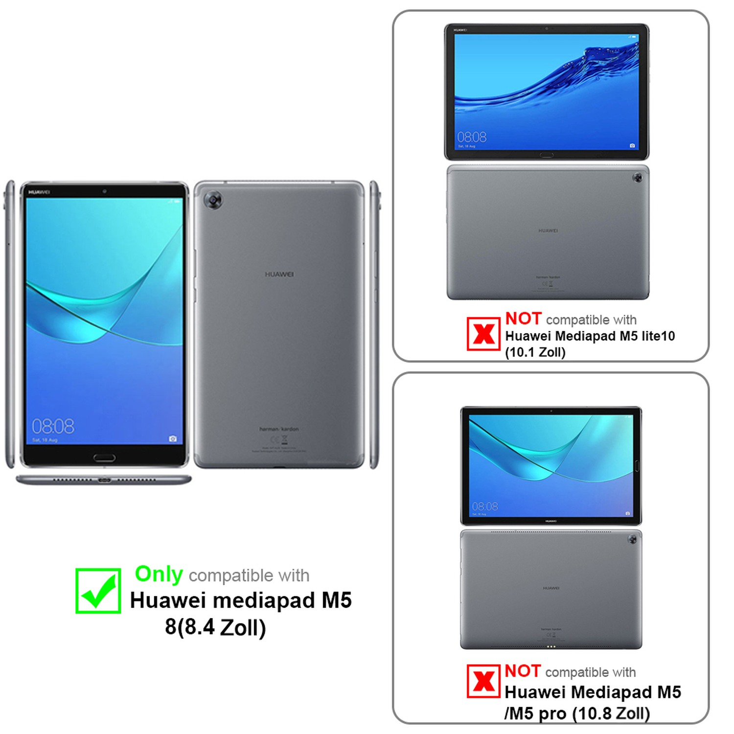 Huawei Mediapad M5 8 Tablet und Hülle. Nicht kompatibel mit Huawei Mediapad M5 lite10 oder M5 pro.