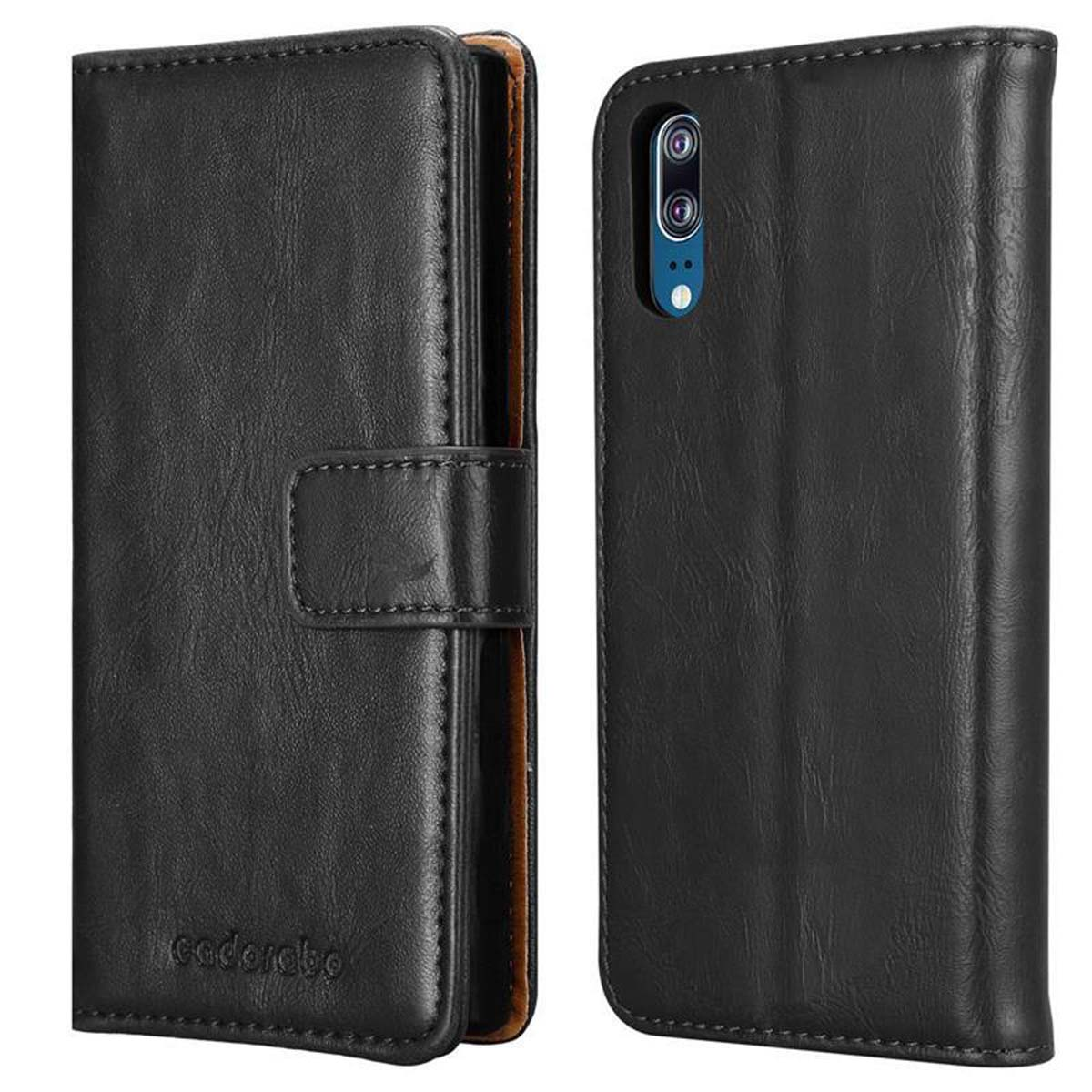 CADORABO Hülle P20, Huawei, Book Luxury Bookcover, Style, SCHWARZ GRAPHIT