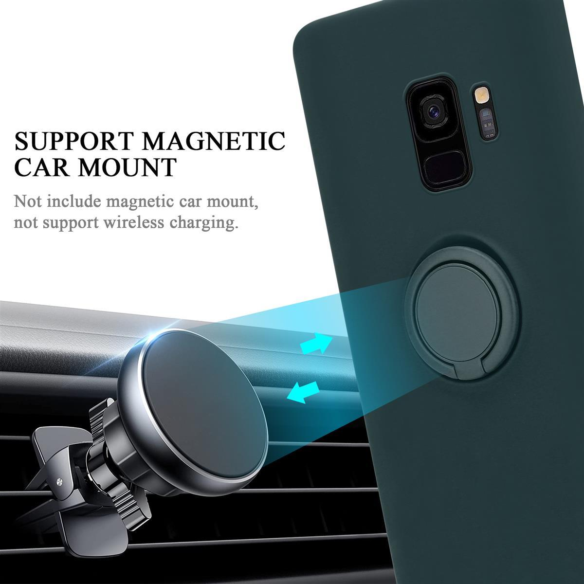 Telefonhülle mit magnetischer Autohalterung. Das Telefon sitzt in der Halterung im Auto.