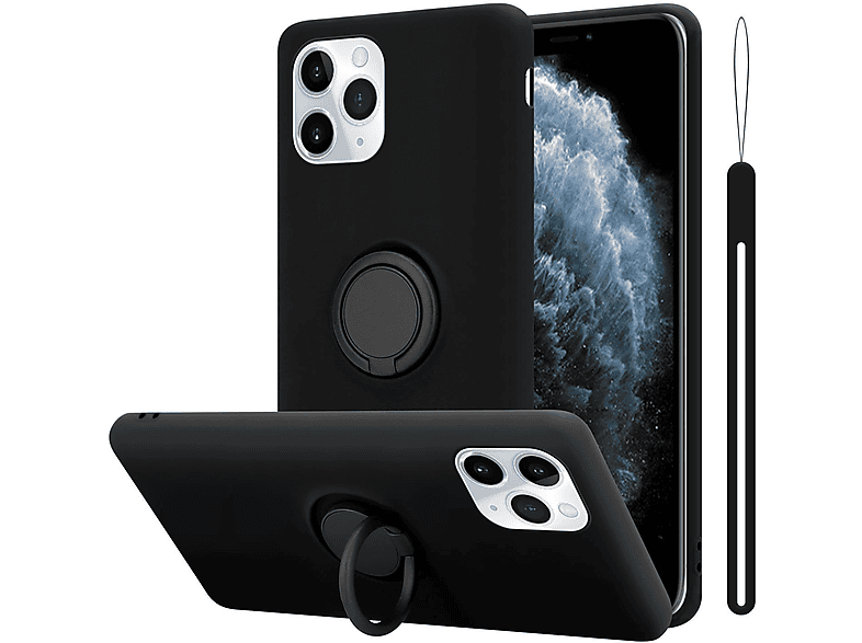 CADORABO Hülle im Liquid Ring Silicone Case Style, Backcover, Apple, iPhone 11 PRO MAX, LIQUID SCHWARZ
