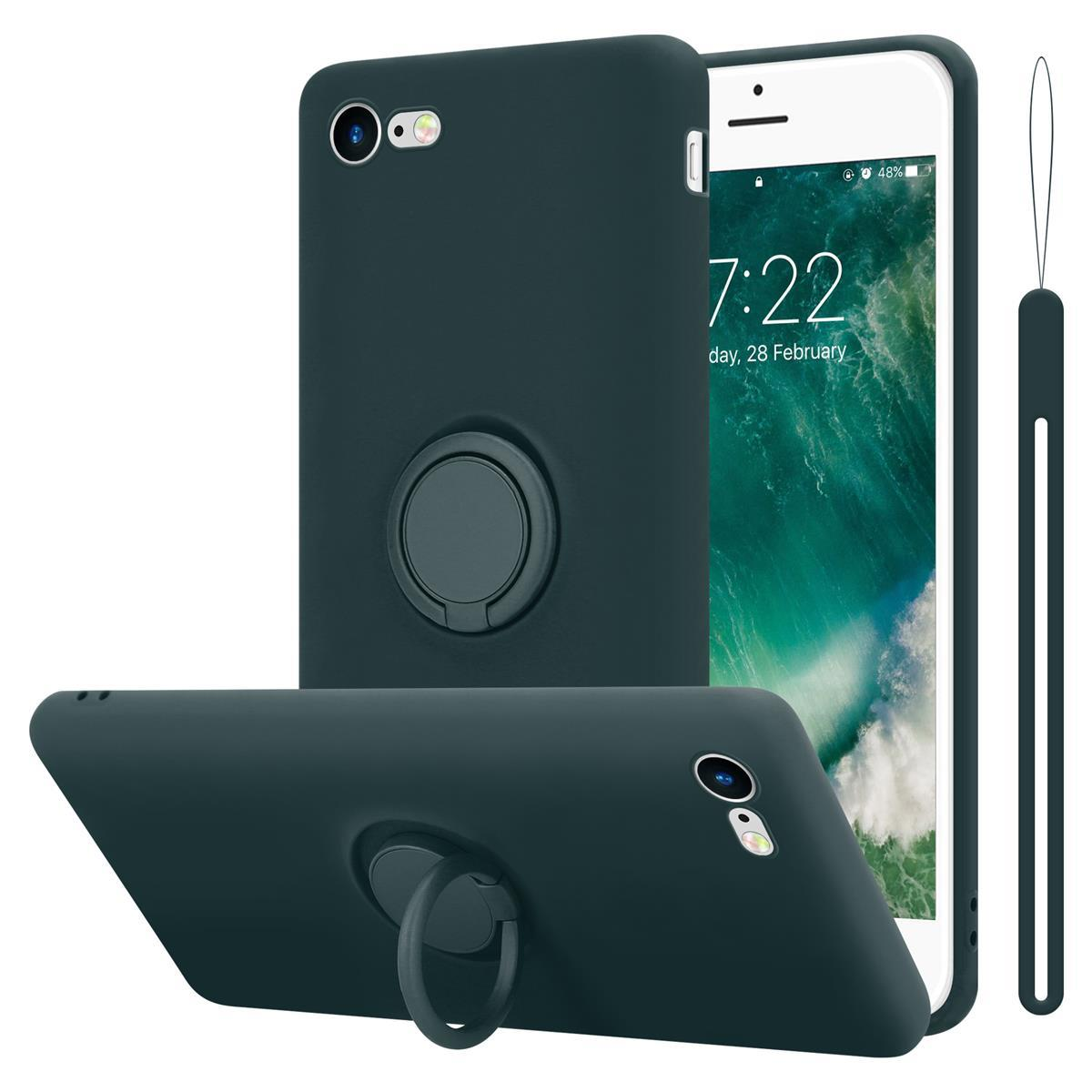 CADORABO Hülle 8 / Style, SE im 7 7S iPhone 2020, Case Liquid Apple, Silicone LIQUID / Ring / Backcover, GRÜN