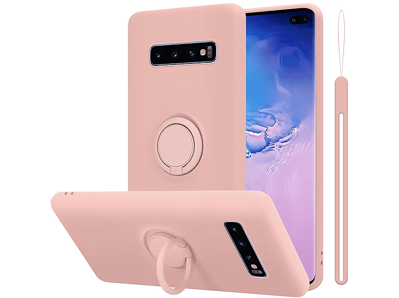 Silicone PINK im Case PLUS, CADORABO S10 Galaxy Backcover, LIQUID Style, Ring Samsung, Liquid Hülle