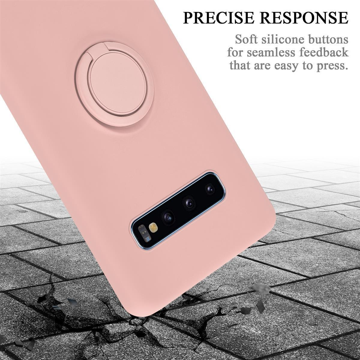 CADORABO Hülle im Liquid Ring PINK S10 Backcover, PLUS, Galaxy Samsung, LIQUID Case Style, Silicone