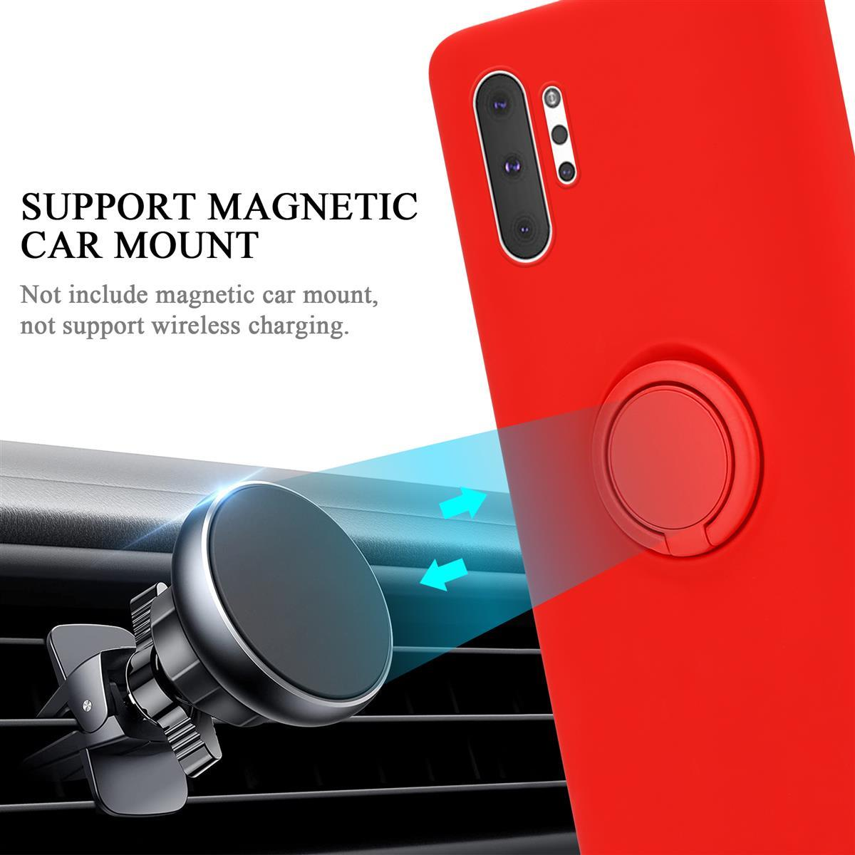 Silicone Liquid Galaxy PLUS, LIQUID Samsung, Backcover, Case im Ring NOTE 10 Style, CADORABO Hülle ROT