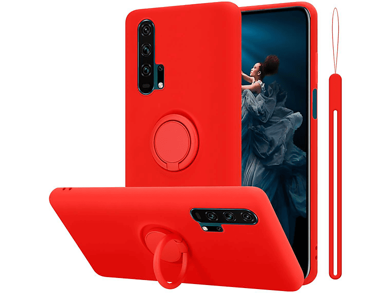 CADORABO Hülle im Liquid Ring Silicone Case Style, Backcover, Honor, 20 PRO, LIQUID ROT