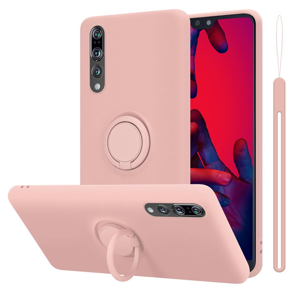 CADORABO Hülle Huawei, Ring PLUS, PINK Silicone Case P20 P20 Backcover, Style, im PRO LIQUID / Liquid