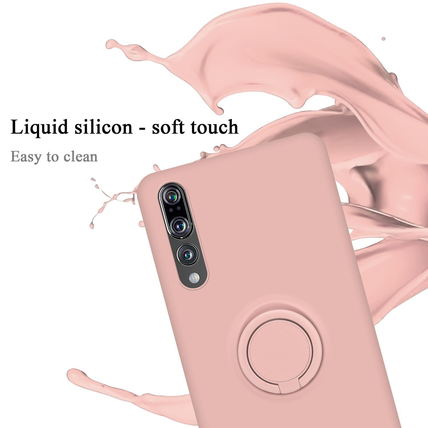 Hülle LIQUID Style, Case PINK Ring im Liquid PRO Backcover, / Huawei, Silicone P20 P20 PLUS, CADORABO