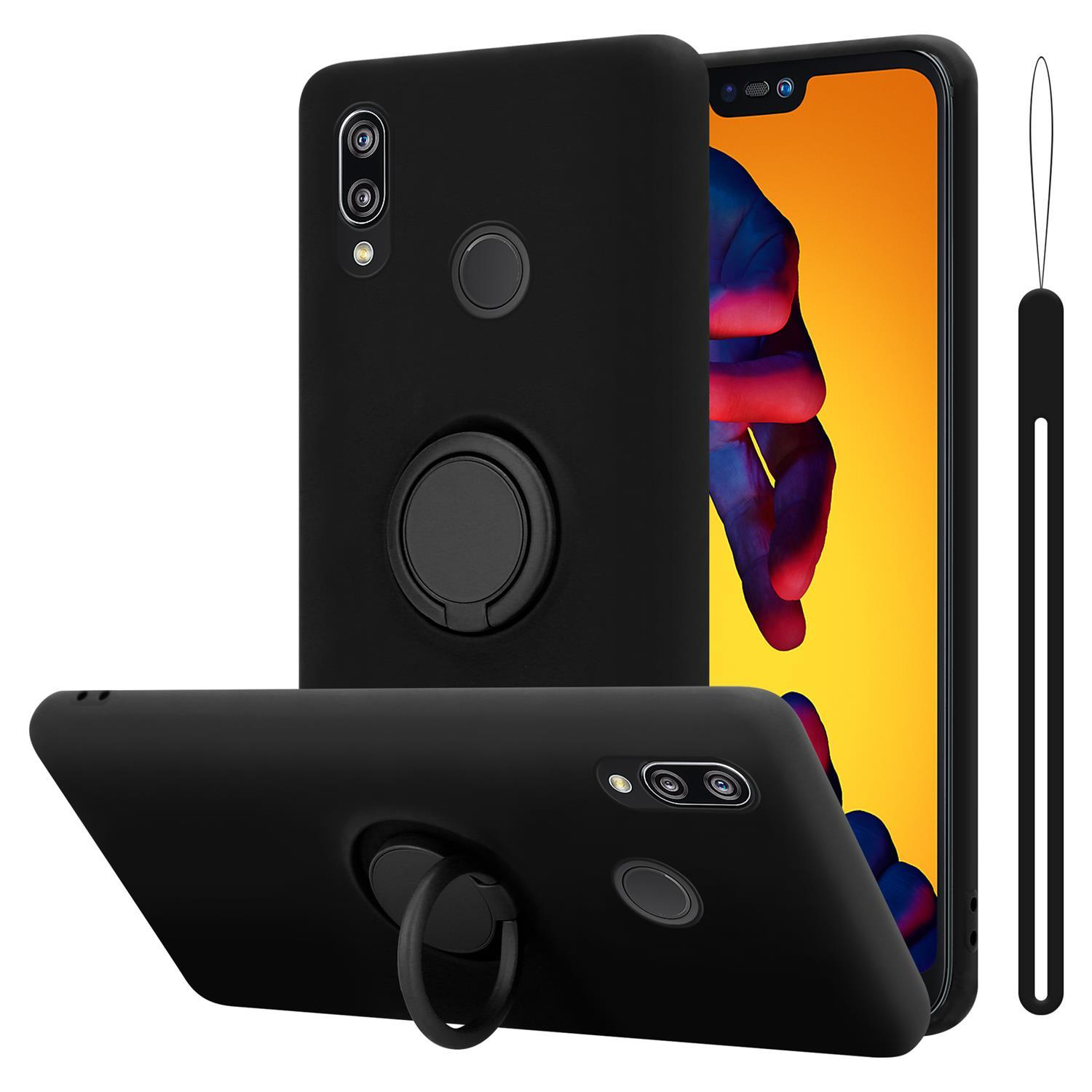 Hülle LIQUID CADORABO SCHWARZ / Liquid 2018 Case 3E, LITE Backcover, NOVA Silicone Ring Huawei, im P20 Style,