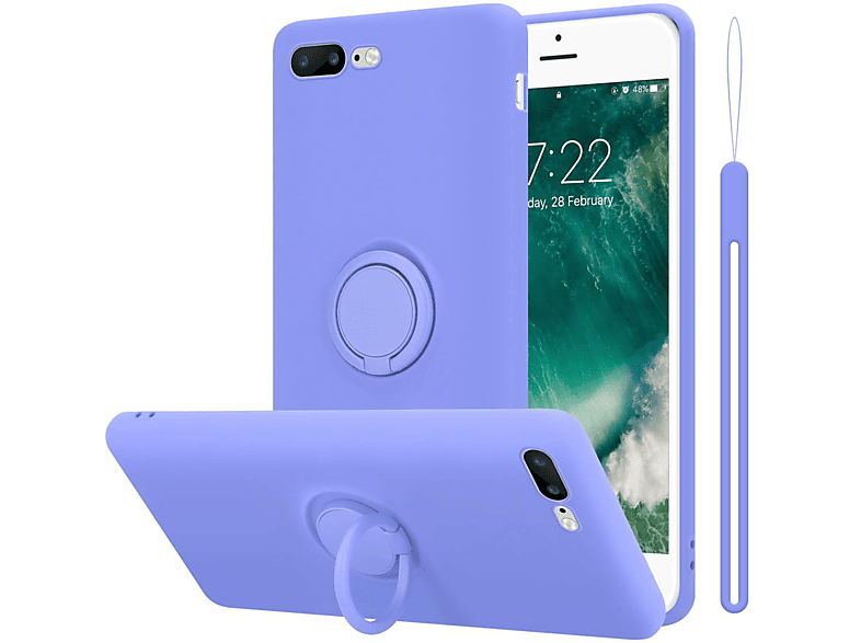 CADORABO Hülle / PLUS, 8 7 Silicone Style, Liquid / Case LILA im iPhone Backcover, 7S HELL LIQUID PLUS PLUS Apple, Ring