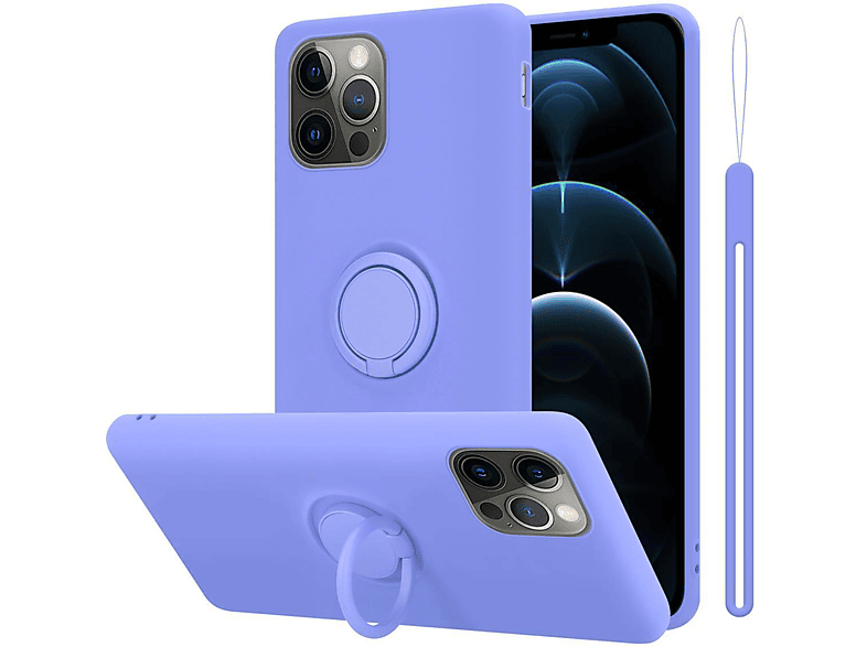 CADORABO Hülle im Liquid Ring Silicone Case Style, Backcover, Apple, iPhone 12 / 12 PRO, LIQUID HELL LILA