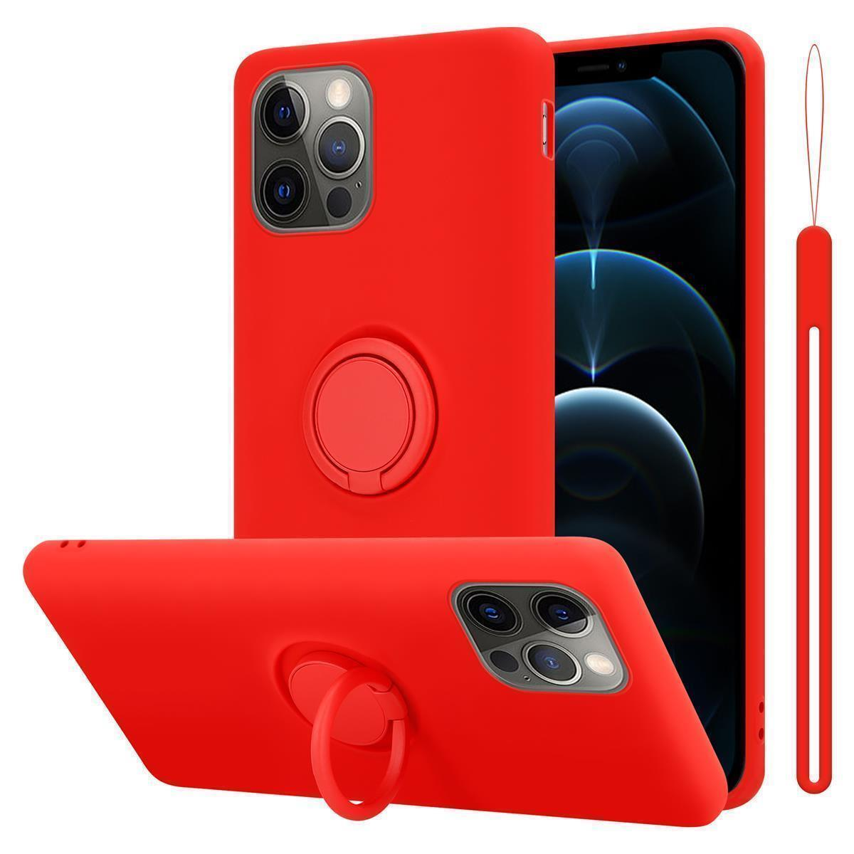 CADORABO Hülle Apple, 13 iPhone Style, im PRO, ROT Ring Silicone Liquid Backcover, LIQUID Case