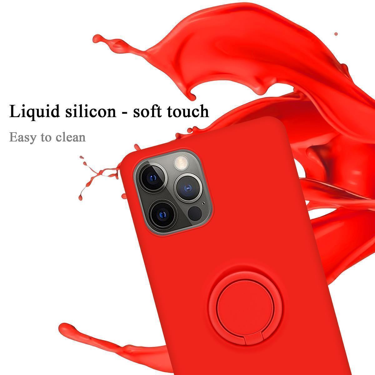 CADORABO Hülle Liquid LIQUID im Apple, ROT Case Style, Silicone Ring 13 Backcover, iPhone PRO