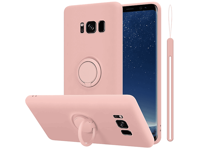 CADORABO Hülle Case S8, Galaxy Samsung, PINK Liquid LIQUID Silicone Backcover, Ring Style, im