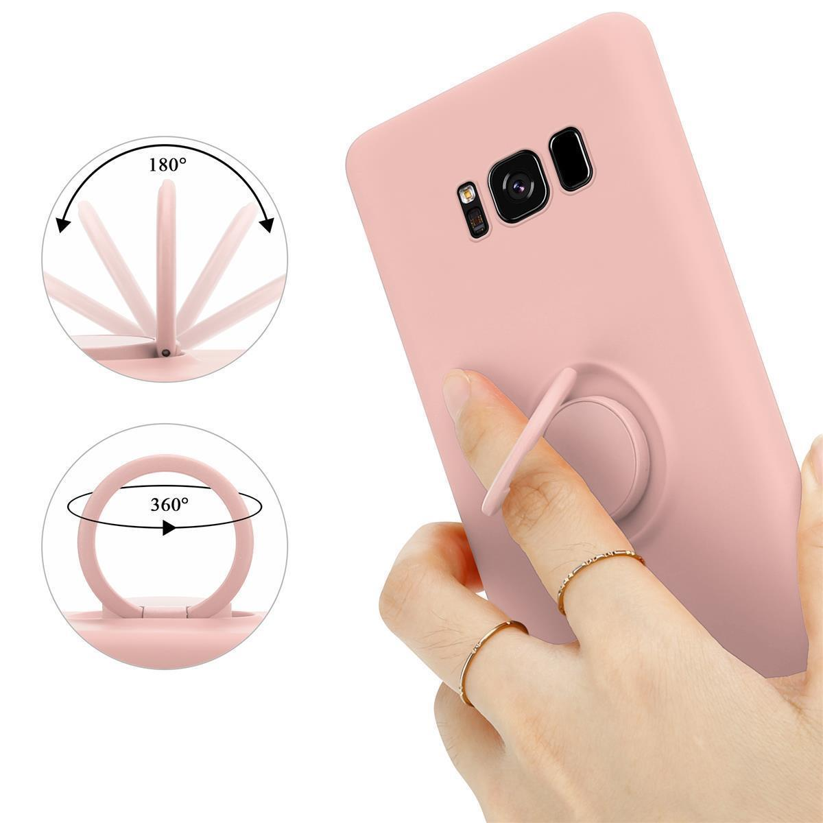 CADORABO Hülle im Liquid Galaxy Case PINK S8, LIQUID Style, Samsung, Backcover, Silicone Ring
