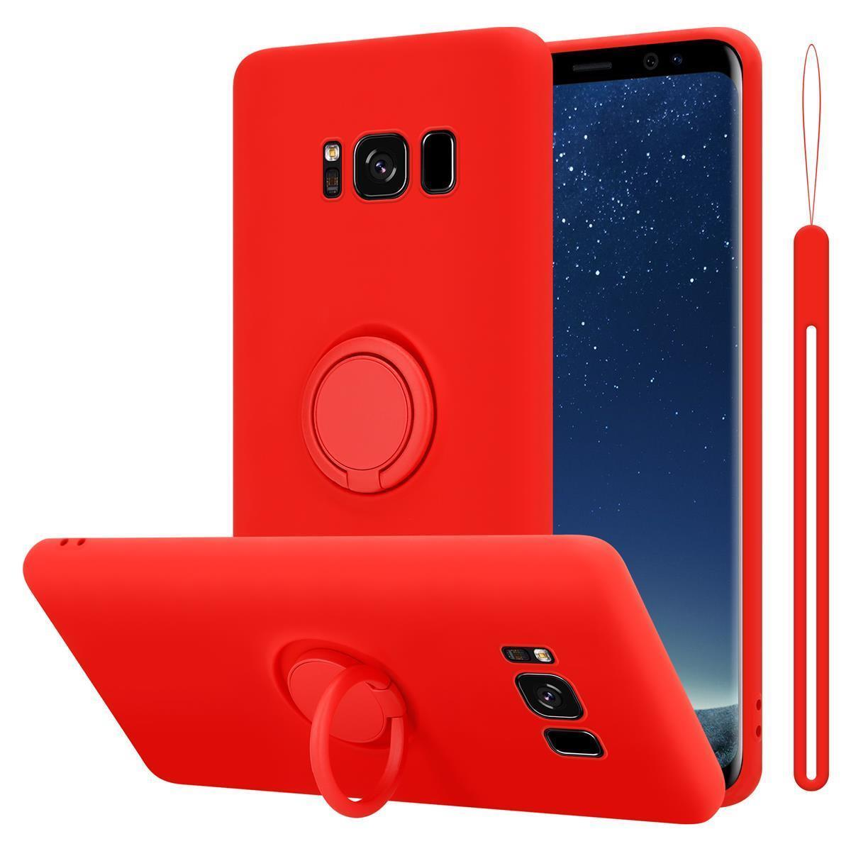 CADORABO Hülle im ROT Ring S8, Samsung, Style, Liquid Case Backcover, LIQUID Silicone Galaxy
