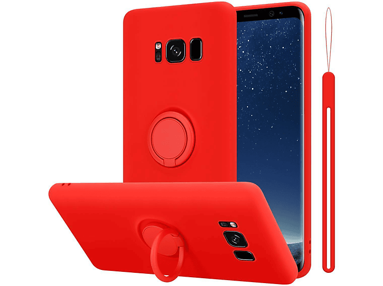 CADORABO Hülle Style, im Ring Case Galaxy ROT Samsung, Liquid Silicone S8, Backcover, LIQUID