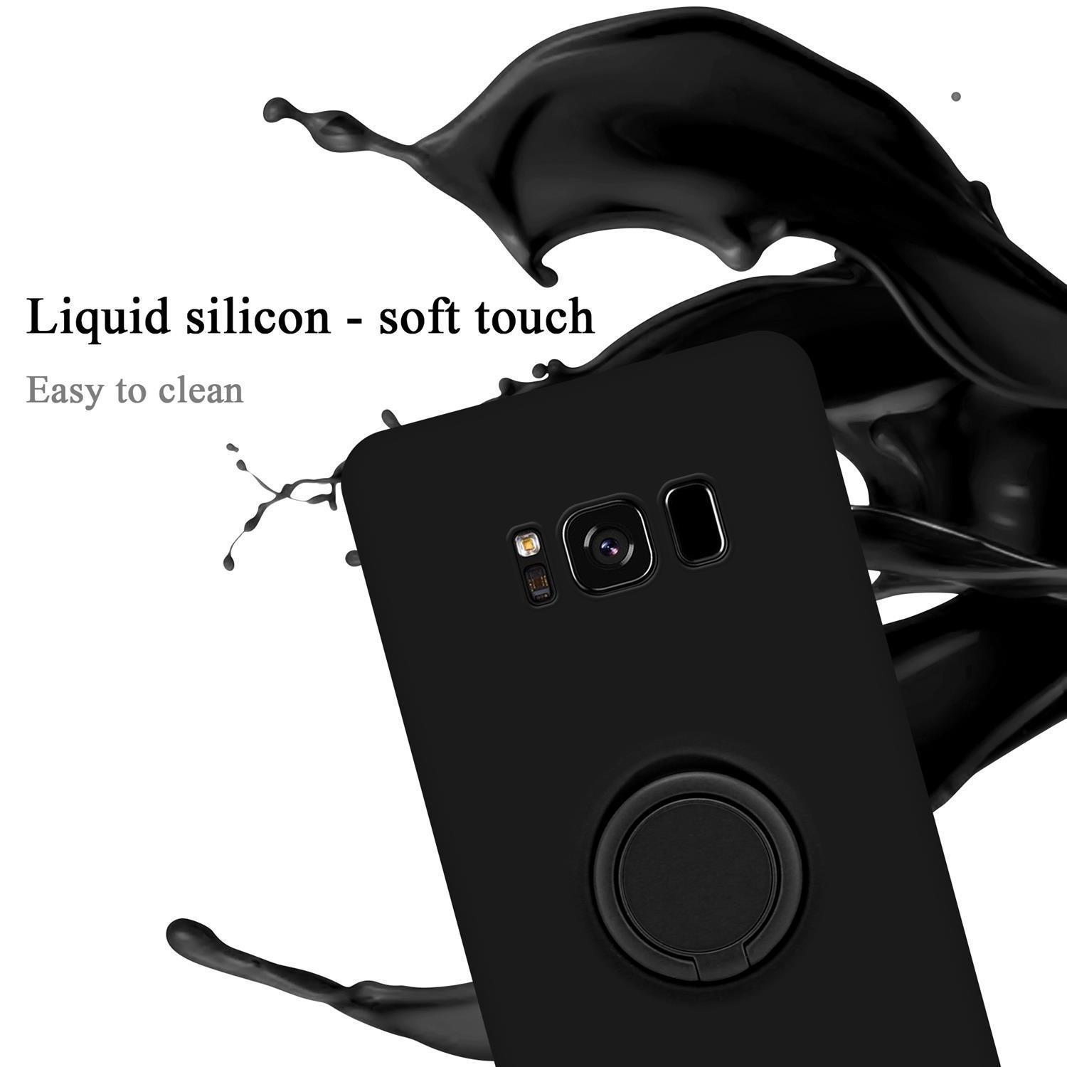 CADORABO Hülle im Liquid Ring Galaxy SCHWARZ Silicone PLUS, Case LIQUID Style, Backcover, S8 Samsung