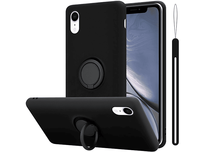 CADORABO Hülle im Liquid Ring Silicone Case Style, Backcover, Apple, iPhone XR, LIQUID SCHWARZ