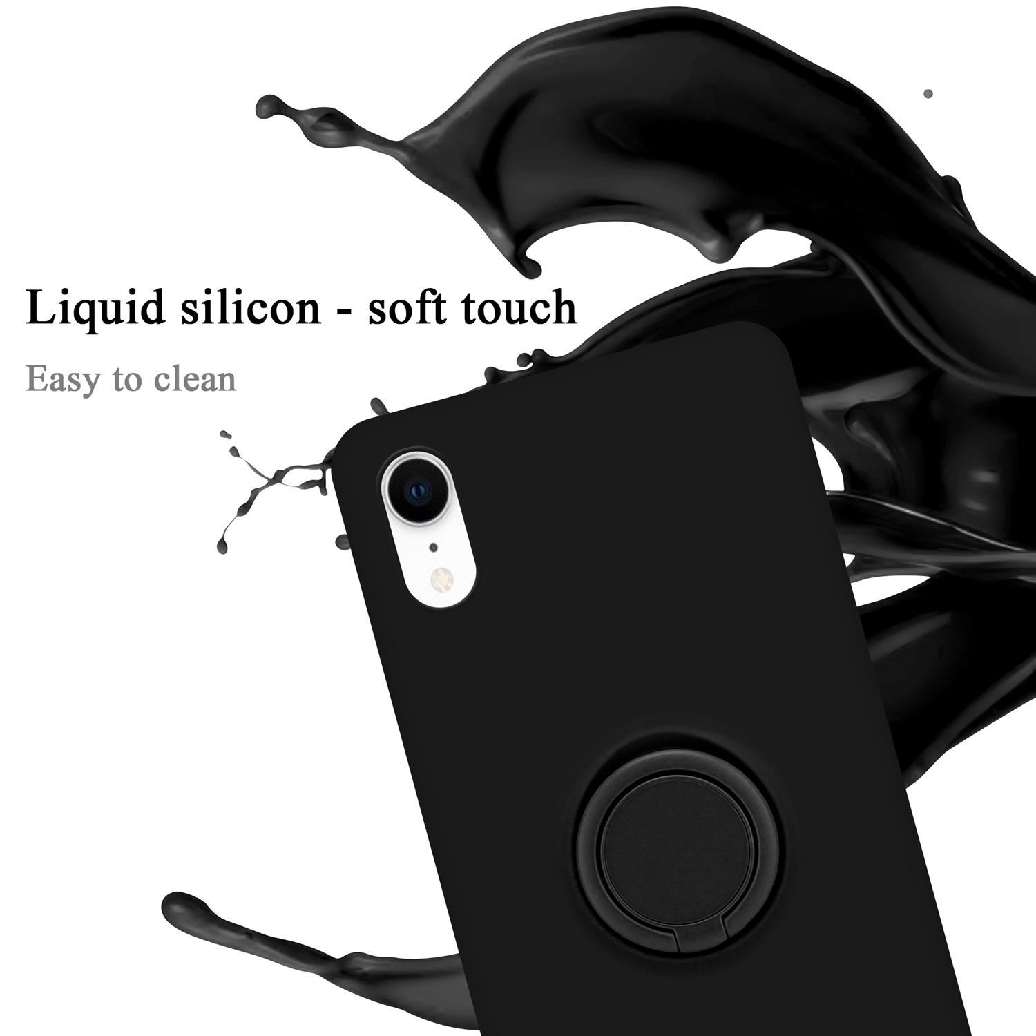 CADORABO Hülle im Liquid Apple, Style, SCHWARZ Backcover, Case Ring Silicone LIQUID iPhone XR