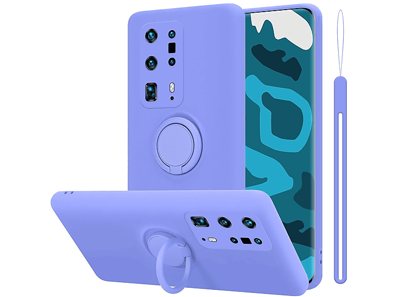 Backcover, PRO+, Silicone Liquid / P40 Hülle im HELL LILA CADORABO P40 Huawei, Ring Style, Case LIQUID PRO