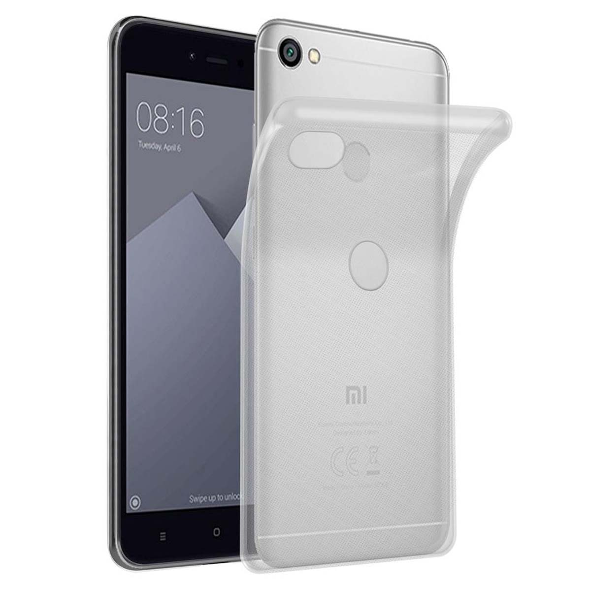 Ein Telefon mit einer durchsichtigen Hülle. Der Bildschirm zeigt die Uhrzeit an. Die Hülle bedeckt das Telefon teilweise.