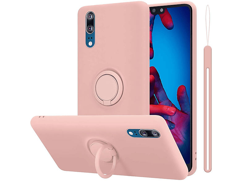 CADORABO Hülle im Liquid Ring Silicone Case Style, Backcover, Huawei, P20, LIQUID PINK | Backcover