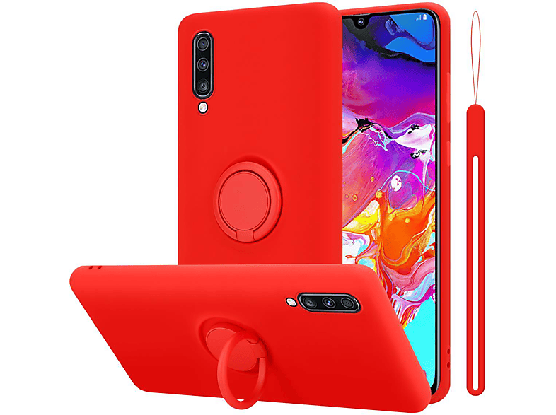 CADORABO Hülle im Liquid Ring Silicone Case Style, Backcover, Samsung, Galaxy A70 / A70s, LIQUID ROT