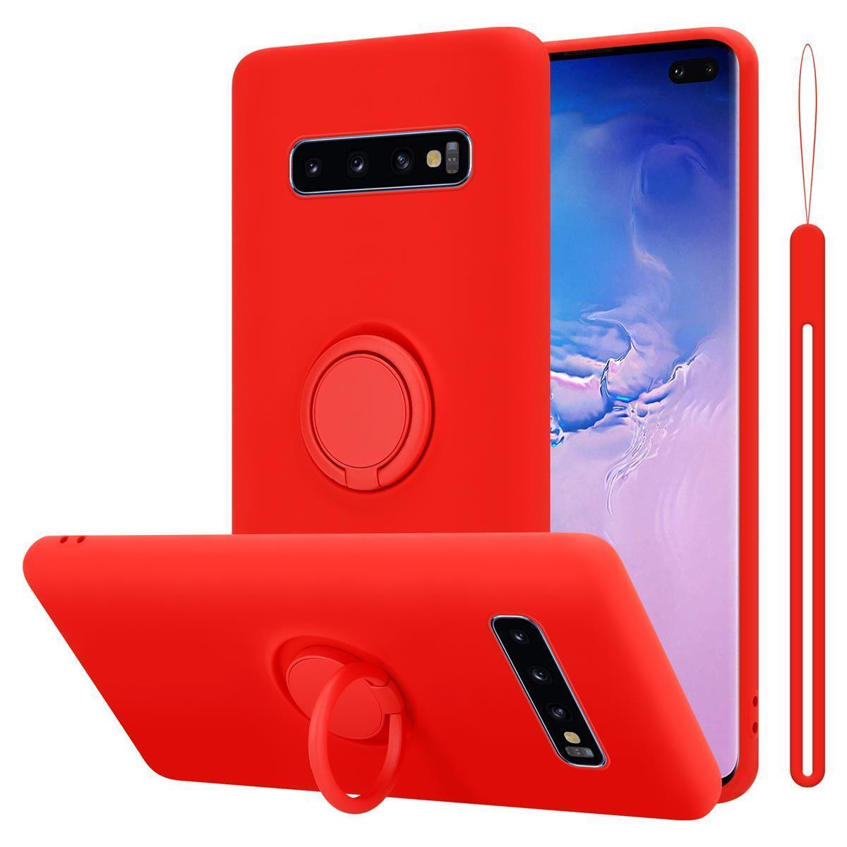 Liquid CADORABO Case Hülle ROT Samsung, im 4G, Silicone Galaxy LIQUID Style, S10 Backcover, Ring