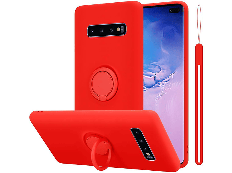 CADORABO Hülle im Liquid Ring Silicone Case Style, Backcover, Samsung, Galaxy S10 4G, LIQUID ROT