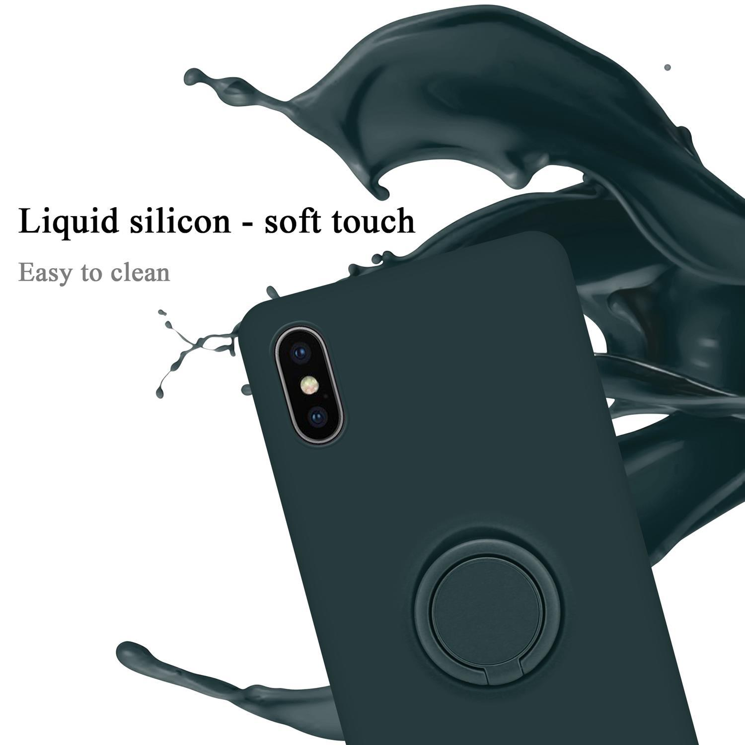 Backcover, X Apple, LIQUID XS, Hülle Case im Silicone GRÜN Liquid / Style, Ring CADORABO iPhone