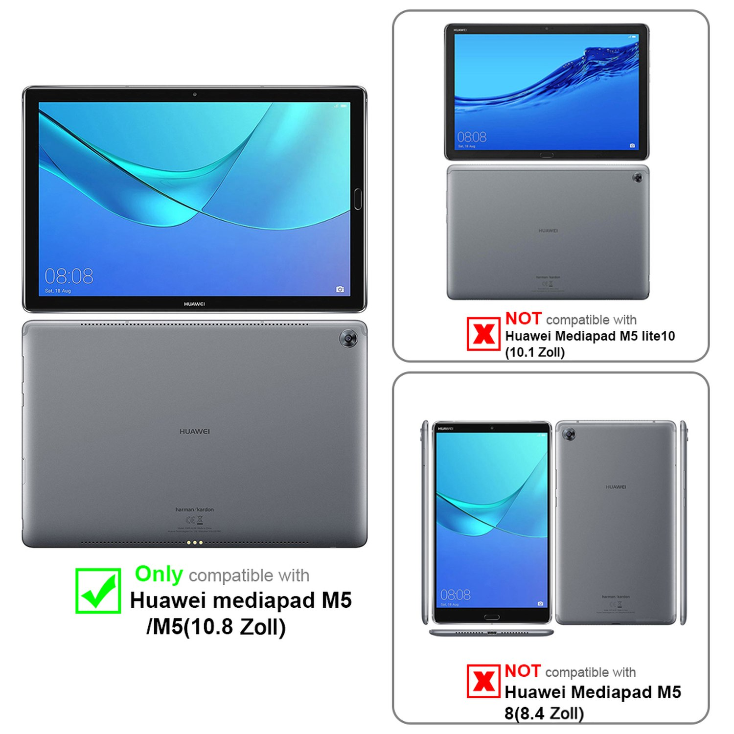 Tablets, Text spezifiziert Kompatibilität nur mit Huawei Mediapad M5/M5(10.8 Zoll), nicht andere.
