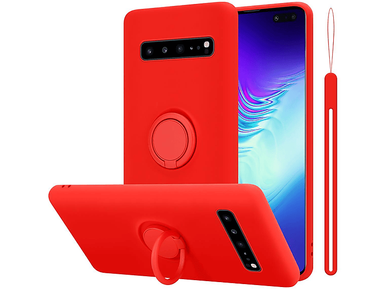 CADORABO Hülle im Liquid Ring 5G, Silicone Backcover, ROT Case S10 Galaxy Style, Samsung, LIQUID