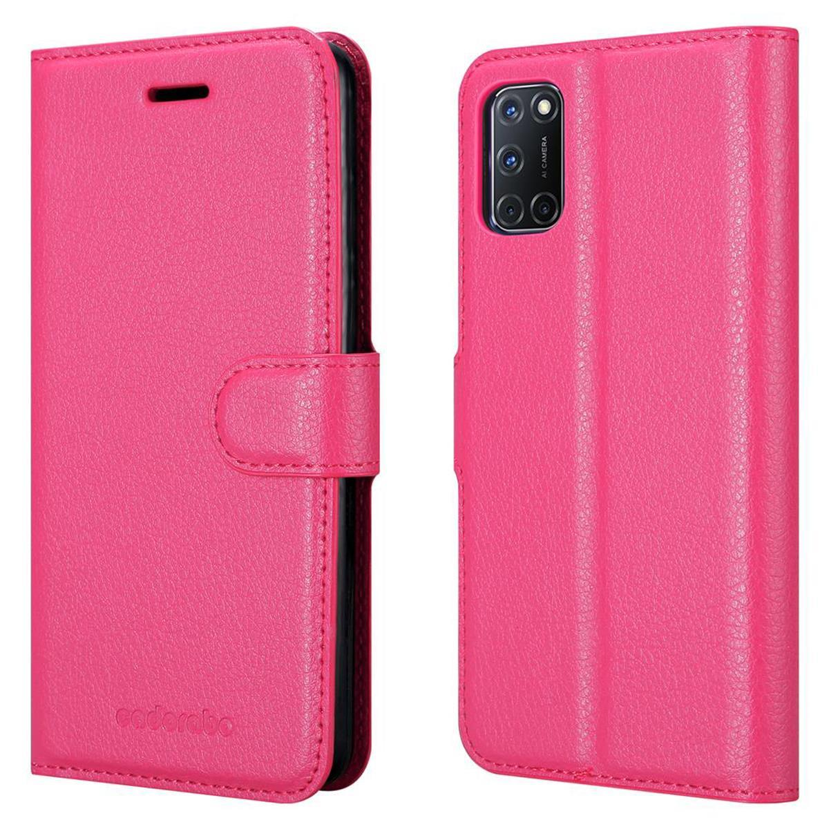 Bookcover, A92, Book Standfunktion, CADORABO Hülle Oppo, CHERRY PINK