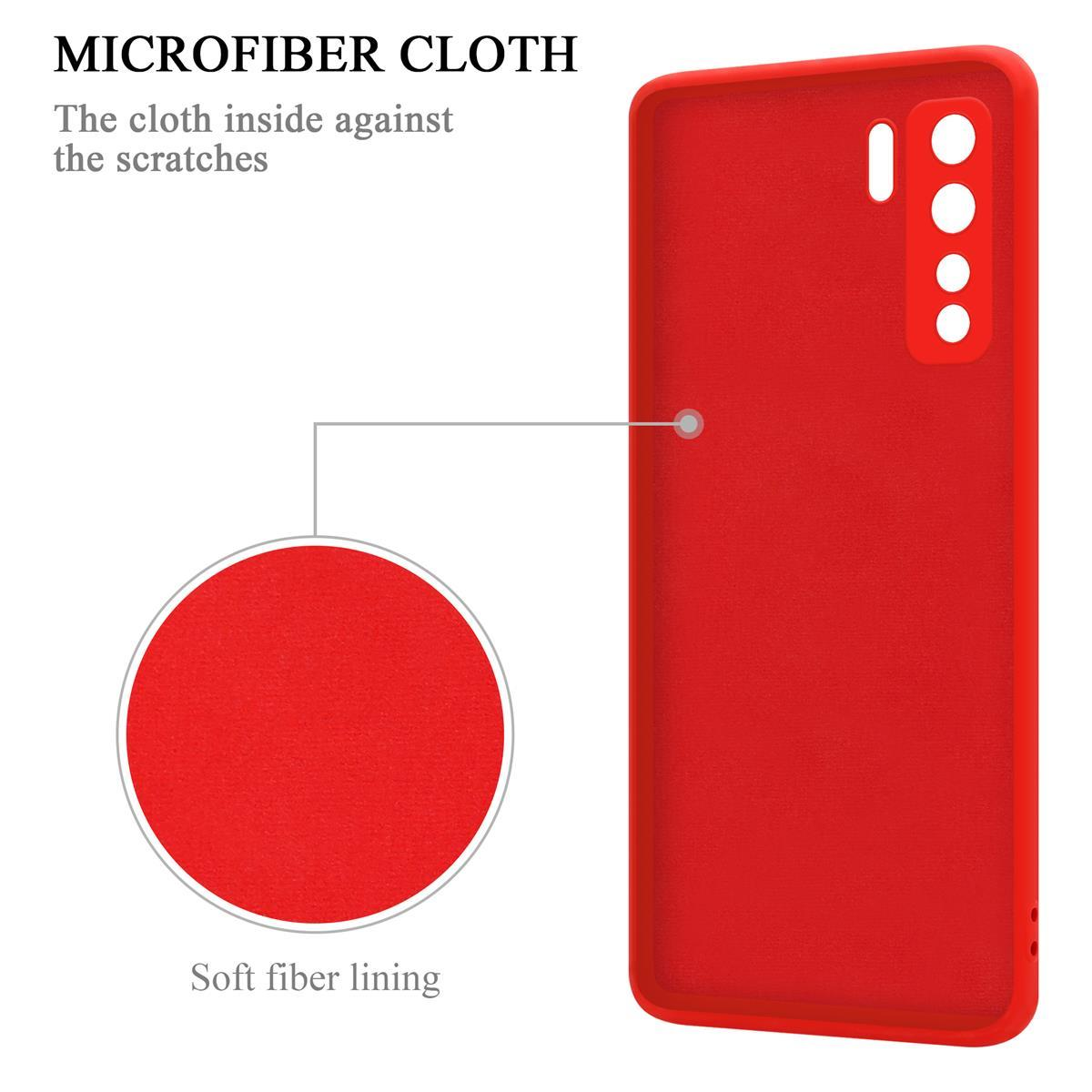 NOVA Hülle CADORABO 6 Ring Case P40 Style, LITE im / Silicone Huawei, / NOVA 7i, ROT LIQUID Liquid SE Backcover,